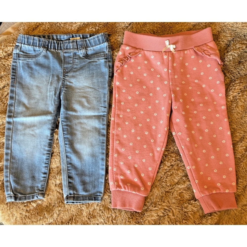 Girls 18 months OshKosh Denim Jeggings + Kids Headquarters Knit Joggers Bundle